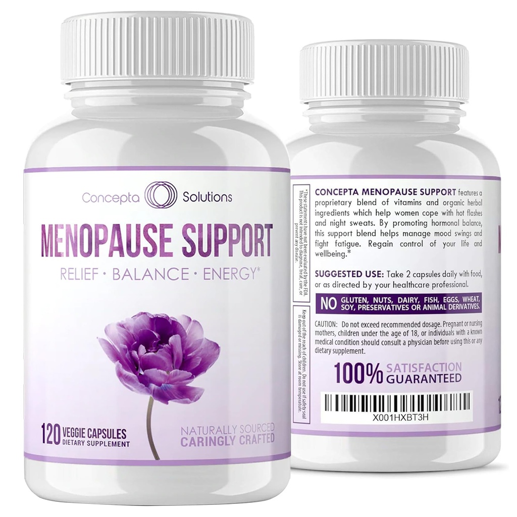 Menopauze Ondersteuning - Menopauze Relief and Weight Management Ondersteuning - voor Hot Flashes, Night Sweats Relief and Energy - 120 Capsules
