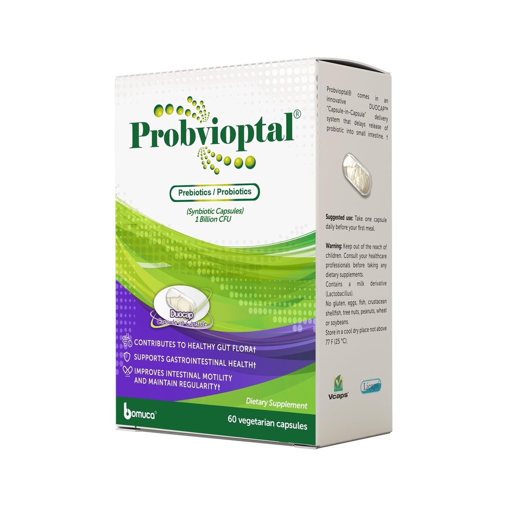Probvioptal, 60 Capsules, Probiotica & Prebiotica, Duocap, 1 miljard CFU, Glutenvrij
