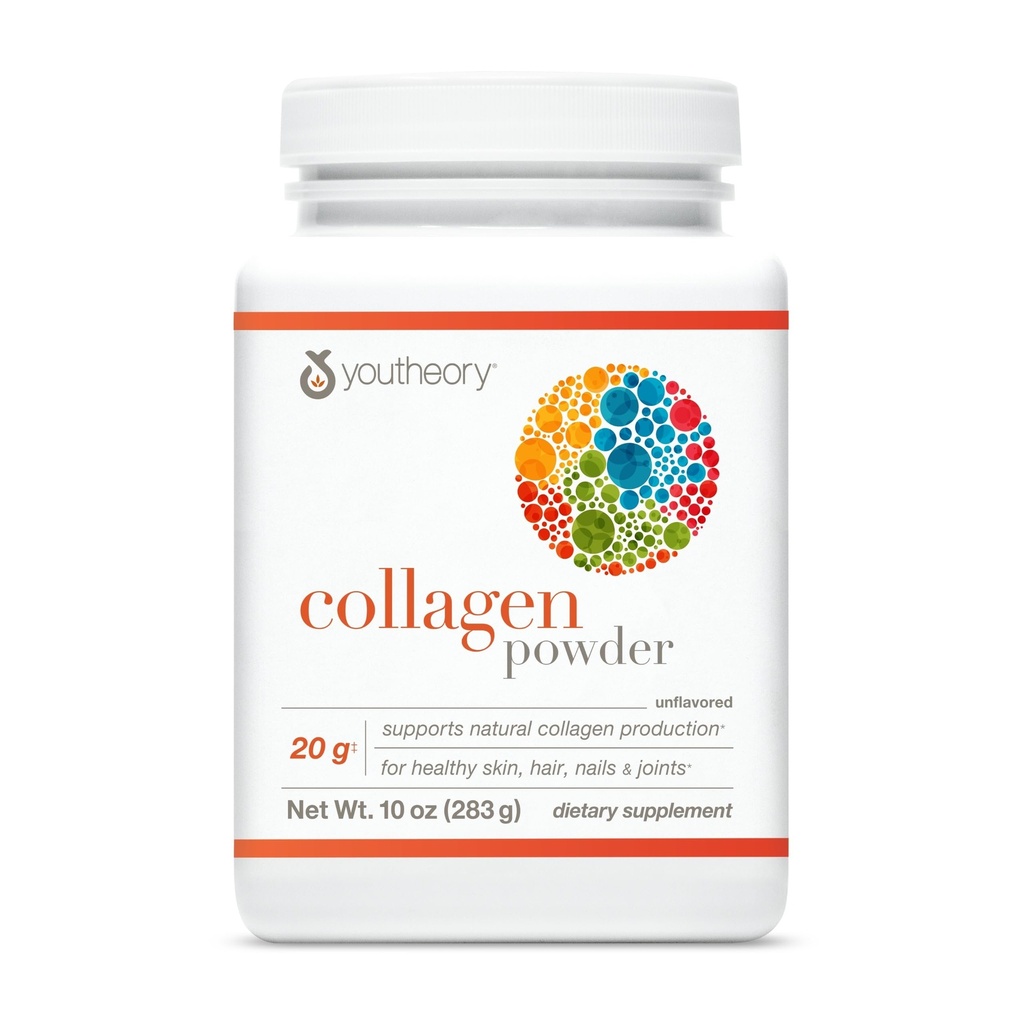 Youtheory Collageen Powder - with Amino acids, Minerals, Vitamin C & B7 (Biotine) - Supports Healthy Bones, Muscles, Hair, Nails, Skin & Joints* - Hydrolyzed - Unflavored - 10 oz (10 Servings)