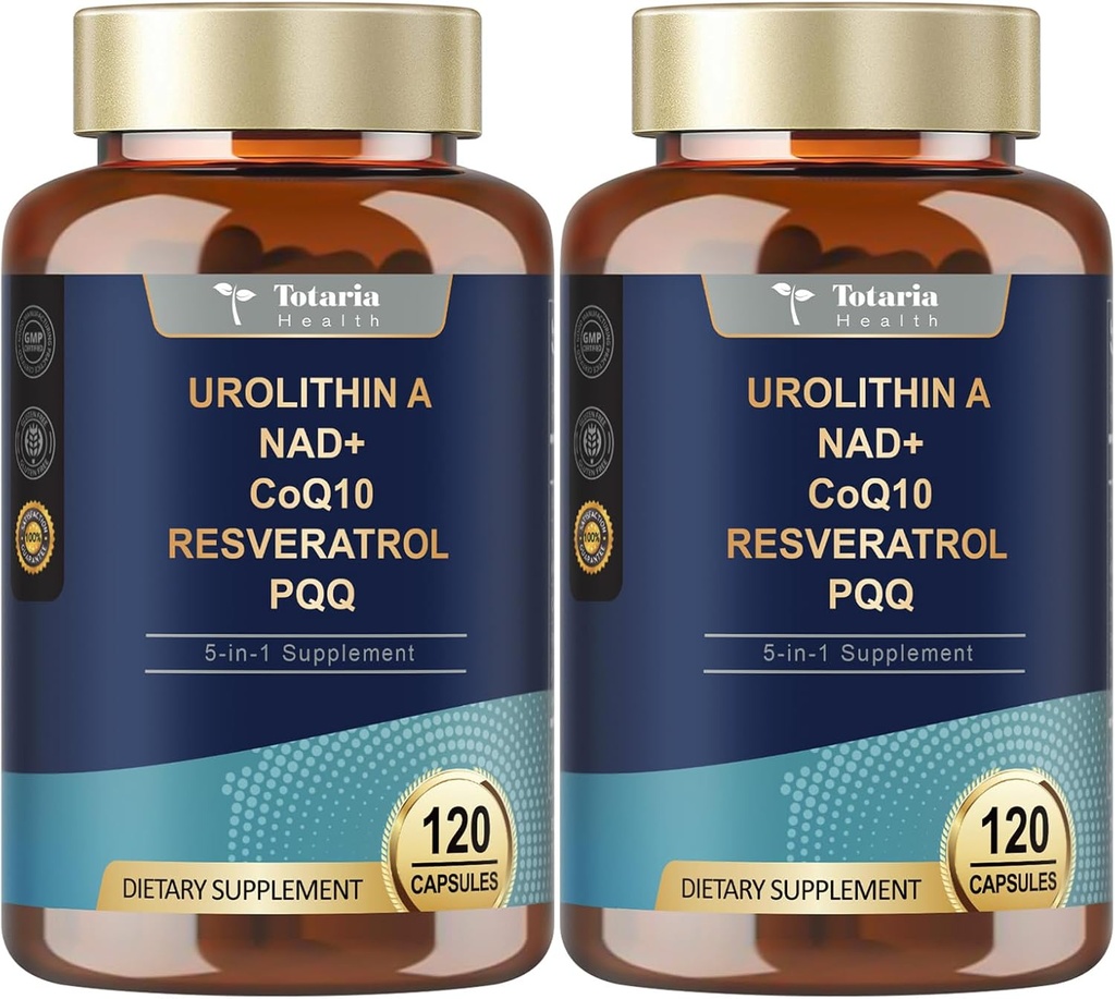 Totaria Urolithin A Supplement 1000mg met NAD,CoQ10,Supplement for Women 120 Softgels for Muscle Energy Antioxidants(Pack of 2)
