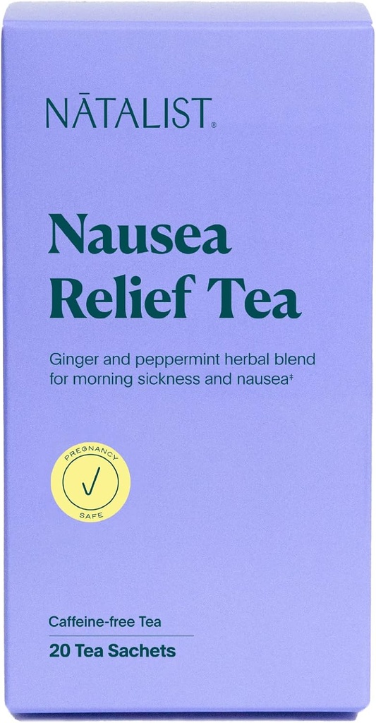 NATALIST Misselijkheid Verlichting Tea Ease Zwangerschap Morgen ziekte Kalmeren Plant-Based Comfort Mengen voor vrouwen - Digestief Verzachten Biologische Gember & Pepermunt - Veganistisch, Glutenvrij, Cafeïnevrij - 20 Zakken