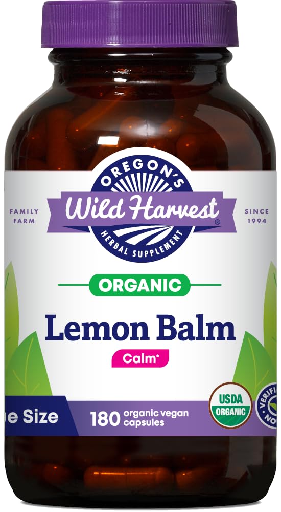 Supplément à base de plantes à base de citron biologique certifié par l'Oregon Wild Harvest 1125 MGS, 180 Comte