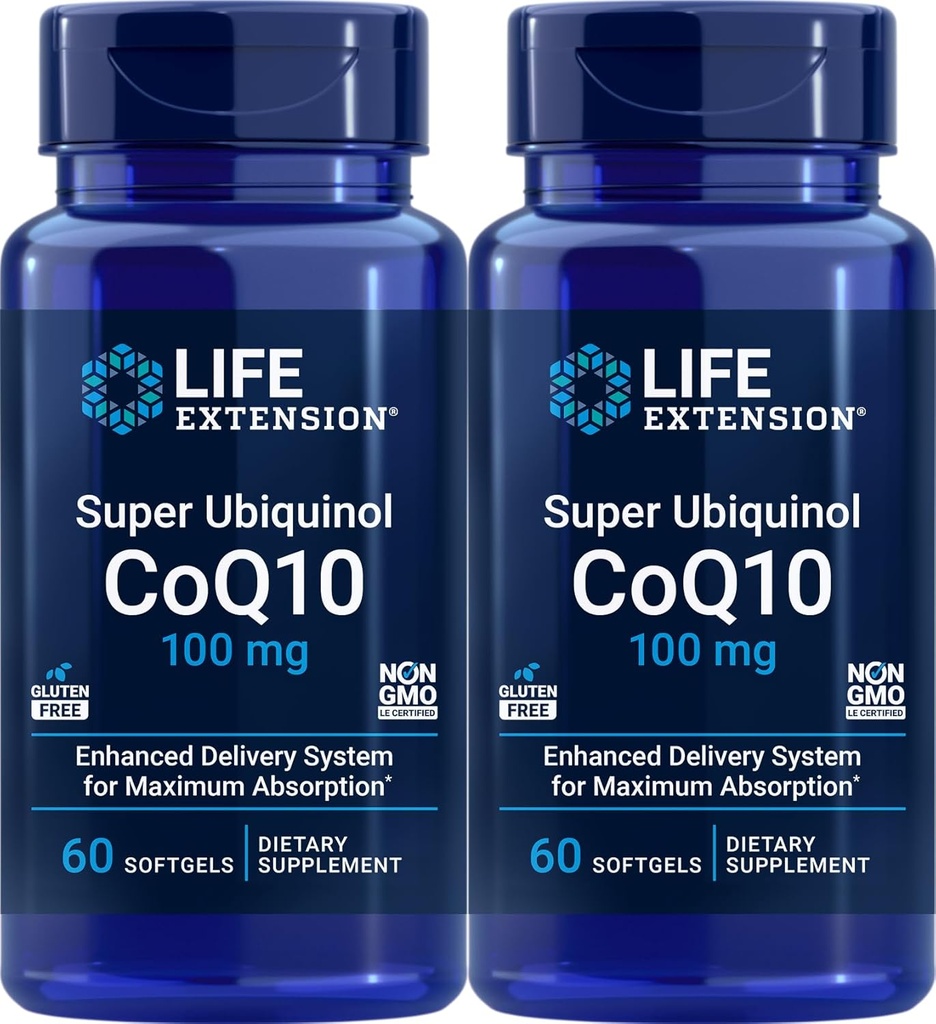 Levensverlenging Super Ubichinol CoQ10 100 mg, 60 softgels (verpakking van 2)