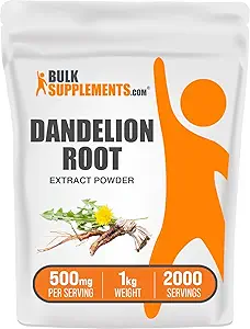 BulkSupplements.com Dandelion Root Extract Powder - Dandelion Root Supplement, Herbal Supplement - Vegan & Gluten Free, 500mg per Serving, 100g (3,5 oz) (Pack of 1)
