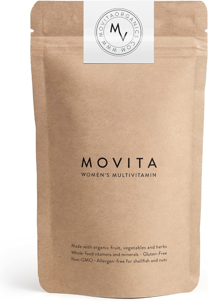 Movita Womens Daily Multivitamine - Organic Fermented Whole Foods for Enhanced Energy, Immunity & Vitality - Vegan, Gluten-Free, Non-GMO - 30-Day Supply (Eco-Friendly Refill Pouch)