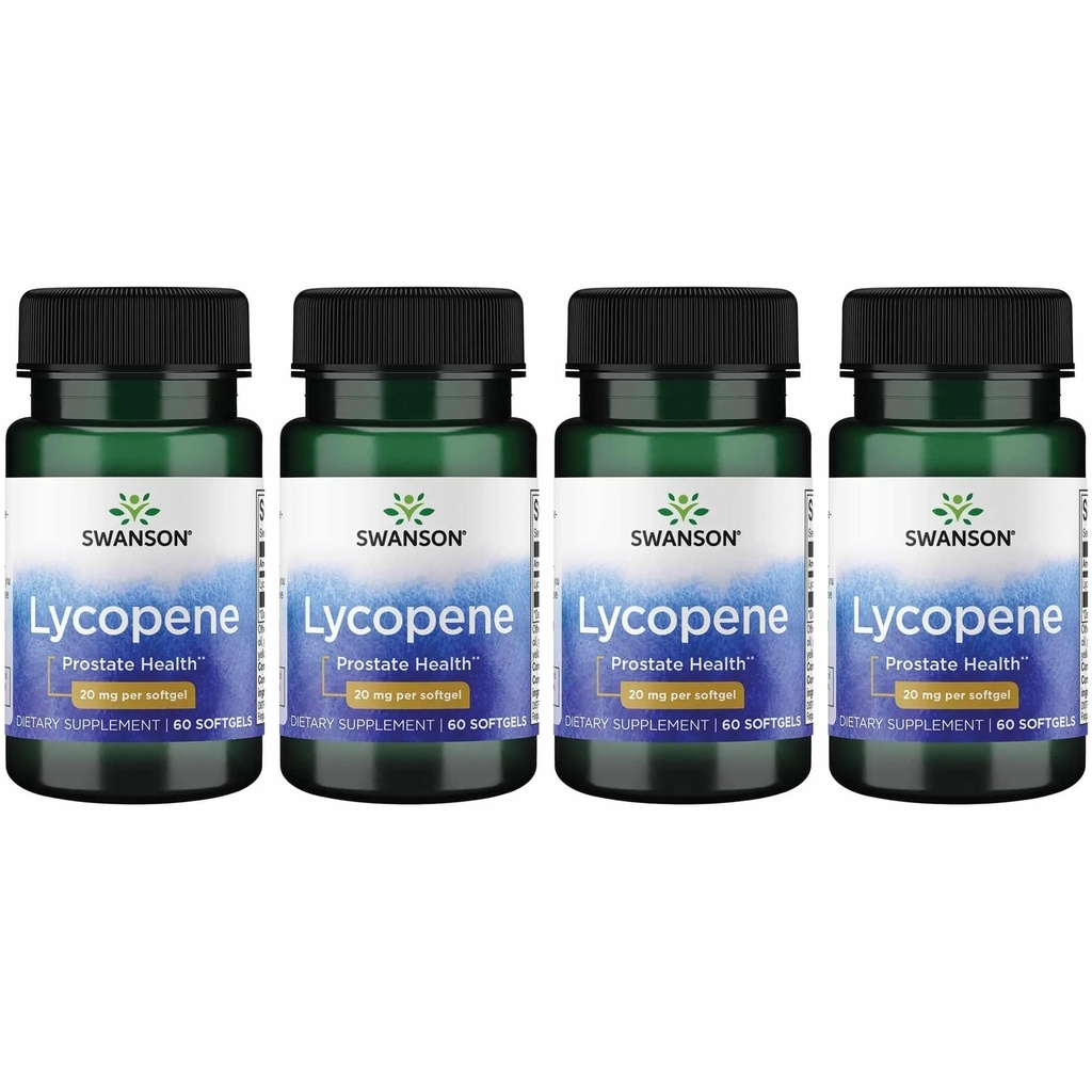 Swanson Lycopène - Supplément naturel favorisant la santé de la prostate, la santé cardiaque et soutient la pression artérielle dans la gamme normale - Supplément santé pour hommes - (60 Softgels) 4 Pack