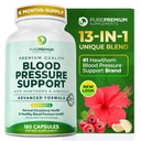 Suppléments de pression artérielle PurePremium avec Berry Hawthorn, Hibiscus, Ail et Vitamine B12- Supplément à oxyde nitrique pour la santé cardiaque normale, la circulation Santé et soutien de la pression artérielle - 180ct