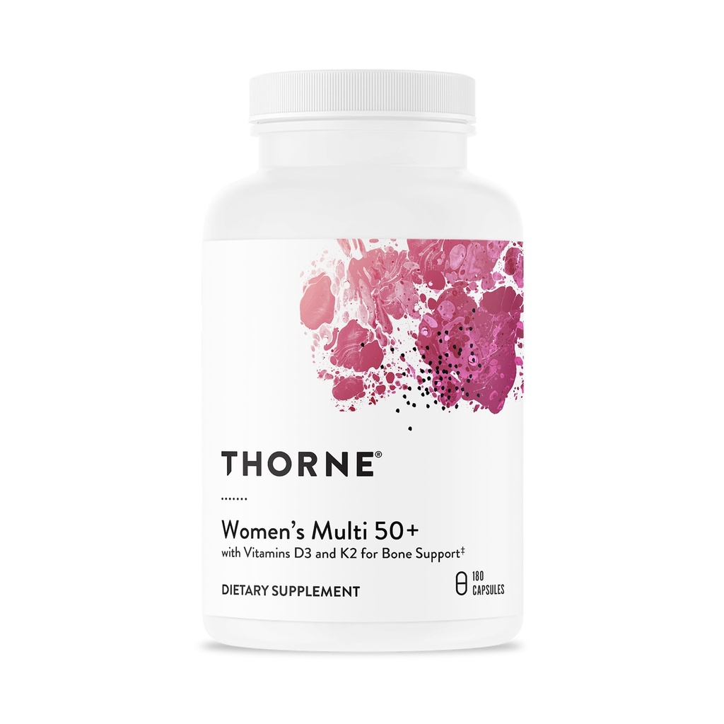 THORNE - Women's Multi 50+ - Uitgebreide dagelijkse multivitamine met vitamine A, B6, B12, C, D, E, K, Zink & More - Support Heart, Brain, Bone & Immune Health* - 180 capsules