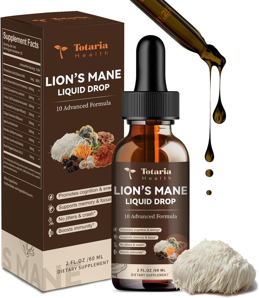 Leeuwen Mane supplement - biologische Leeuwen Mane paddo supplement Extract vloeibare druppels poeder - Hersenen ondersteuning Immuun Geheugen Focus Non-GMO, Glutenvrije, Veganistische natuurlijke Tinctuur Superfood