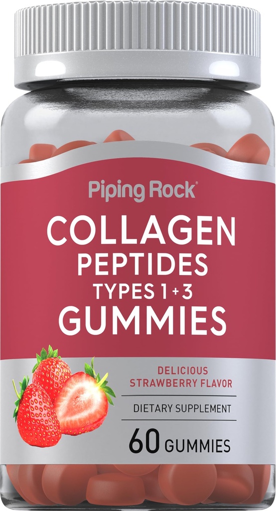 Piping Rock Collageen Gummies 60 Tellen Collageen Peptides Type 1 en 3 