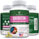 TRUTHENTICS Quercetin avec Bromelain et Zinc 1050mg - Suppléments de Zinc Quercetin Premium pour le soutien immunitaire, respiratoire et saisonnier - Non-OGM, sans gluten - 60 Capsules de Veggie