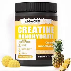ElevateLife Createine Monohydraat Gummies 5g voor mannen Vrouwen - Sugar Free Chewable Supplement. 90 Gummies Citroen