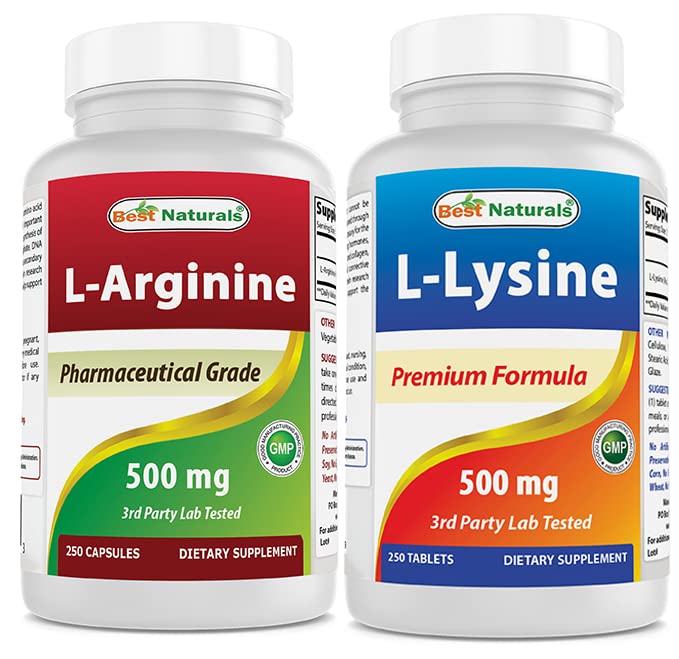 Best Naturals L-Arginine 500 mg & L-Lysine 500 mg