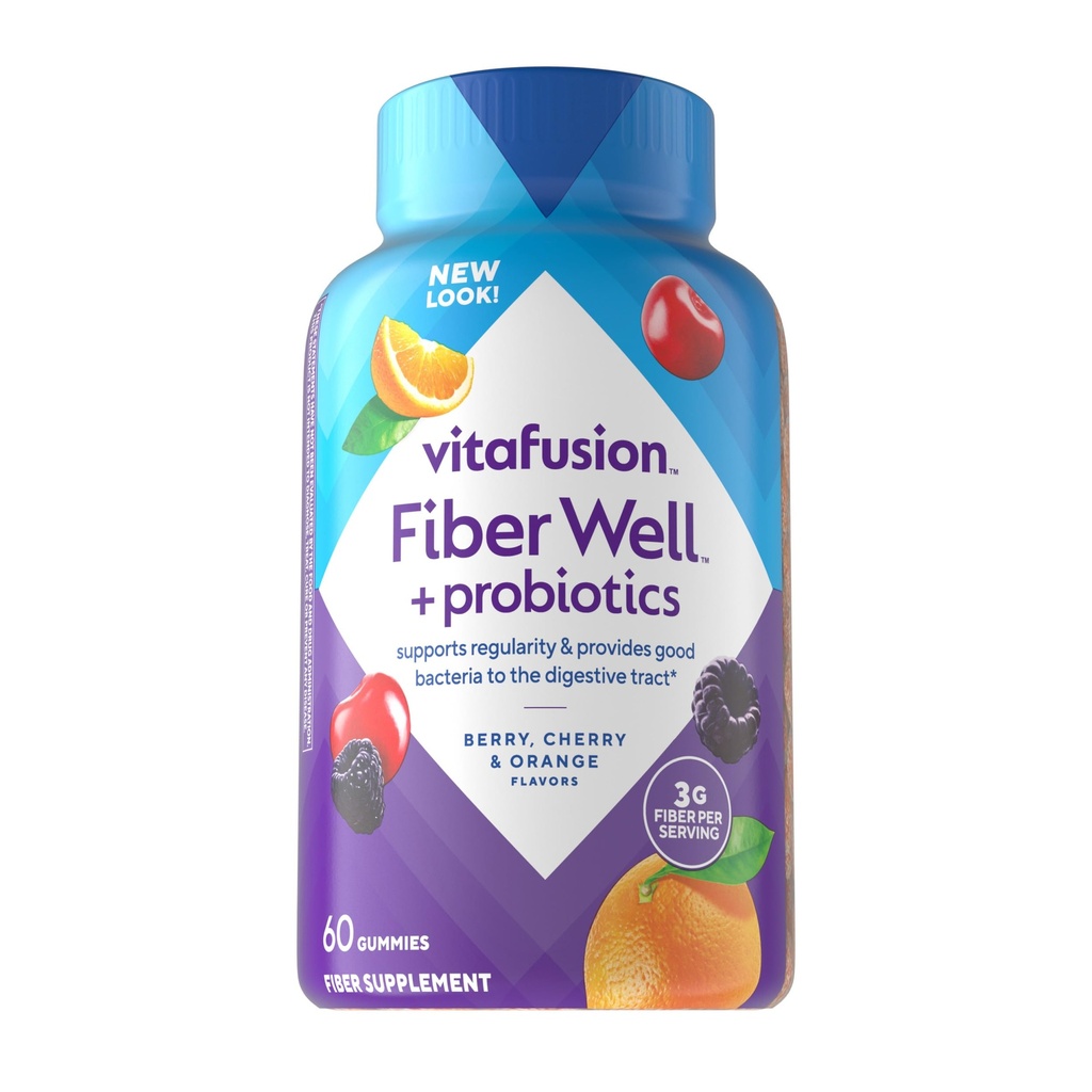 Vitafusion Fiber Well + Probiotica Gummy's voor volwassenen 3g Fiber per Serving for Digestive Health and Probiotics*, 60 Tellen