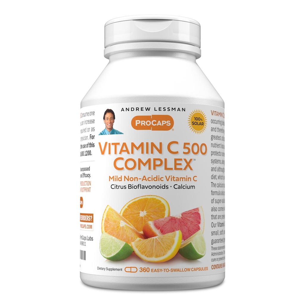 ANDREW LESSMAN Vitamine C 500 Complex 360 Capsules - Niet-Acidic Vitamine C Plus Citrus Bioflavonoïden voor het immuunsysteem en anti-Oxidant Ondersteuning, Geen Maag Upset, Klein Makkelijk doorslikken Capsules