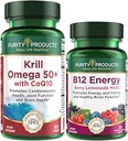 Zuiverheid Producten Bundel - Krill Omega 50+ met CoQ10 + B-12 Energie Smelt - Krill Omega 50+ met CoQ10 (Krillolie, Visolie, CoQ10, Vitamine D) B-12 Berry Smelt (Methylcobalamine B12 + B6 + D3 + Meer)
