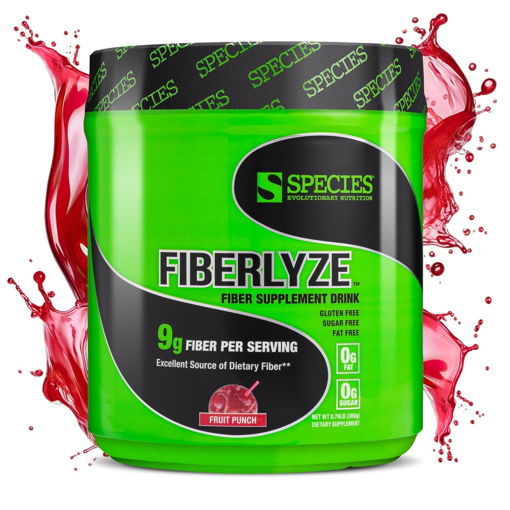 Soorten Nutrition Fiberlyze Fiber Supplement, Psyllium Based Oplosbaar & Onoplosbaar Fiber Powder voor gezonde Colon, Digestieve functies (Fruit Punch, 30 porties)