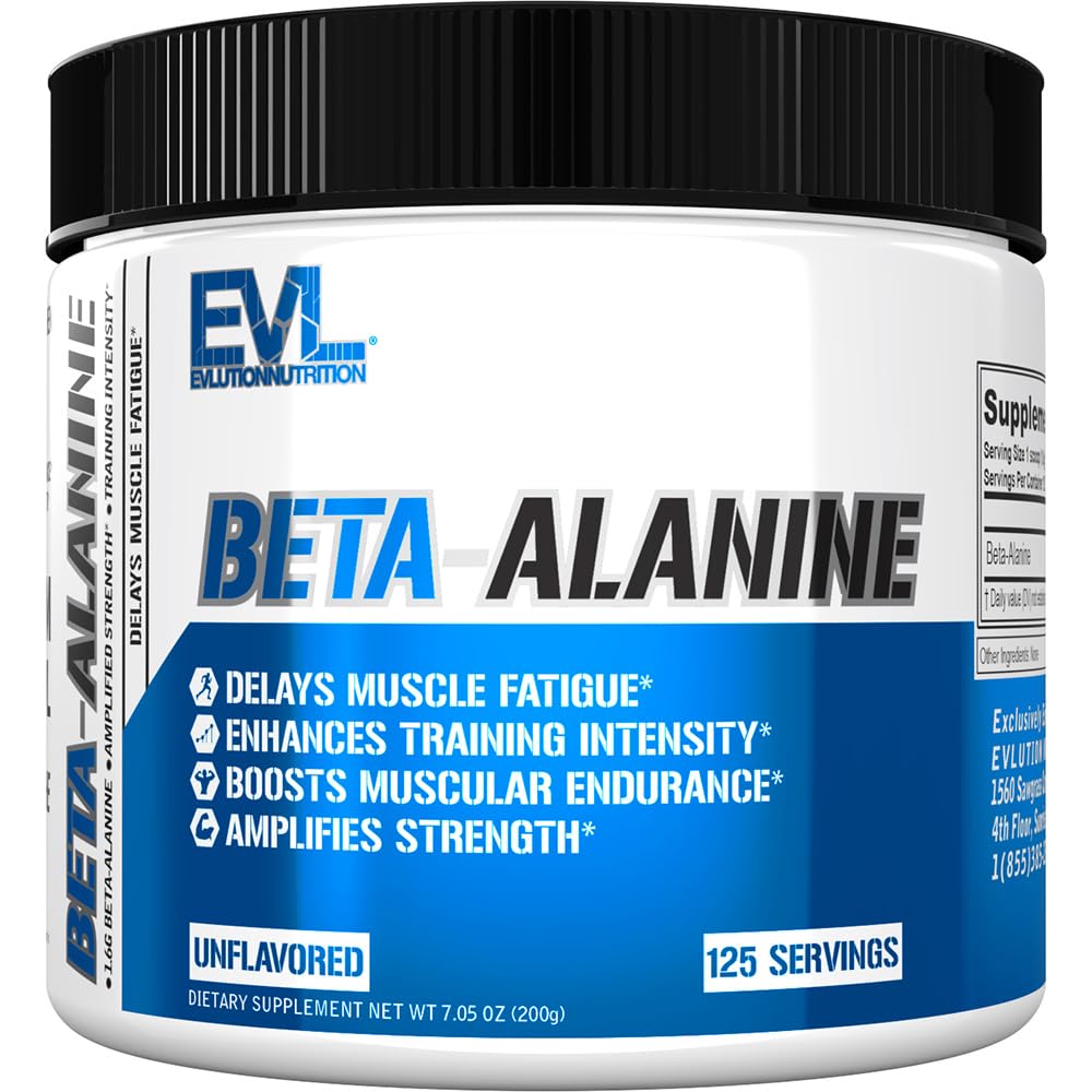 Evlutie Voeding Beta-Alanine - Ondersteunt spier endurance, intense training en kracht - 1,6 g Pure Beta-Alanine per portie - Herstel - Dieetsupplement - Ongearomatiseerd poeder - 125 porties