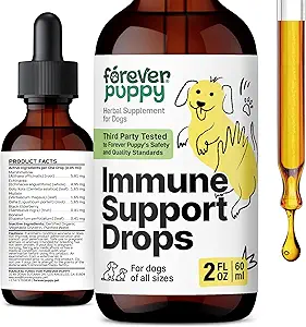 Gouttes de puppy immune pour chiens - Teinture Echinacea & Mullein Leaf pour animaux de compagnie - Supplément de soutien immunitaire liquide pour chiens de toutes races et tailles - 2 oz