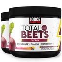 FACTEUR DE FORCE Total Betteraves Boisson énergisante Mix 2-Pack, poudre de racine de betterave super-alimentaire, nitrates pour stimuler l'énergie, soutien de la circulation, flux sanguin, oxyde nitrique et stamina, supplément de santé cardiaque, 60 portions