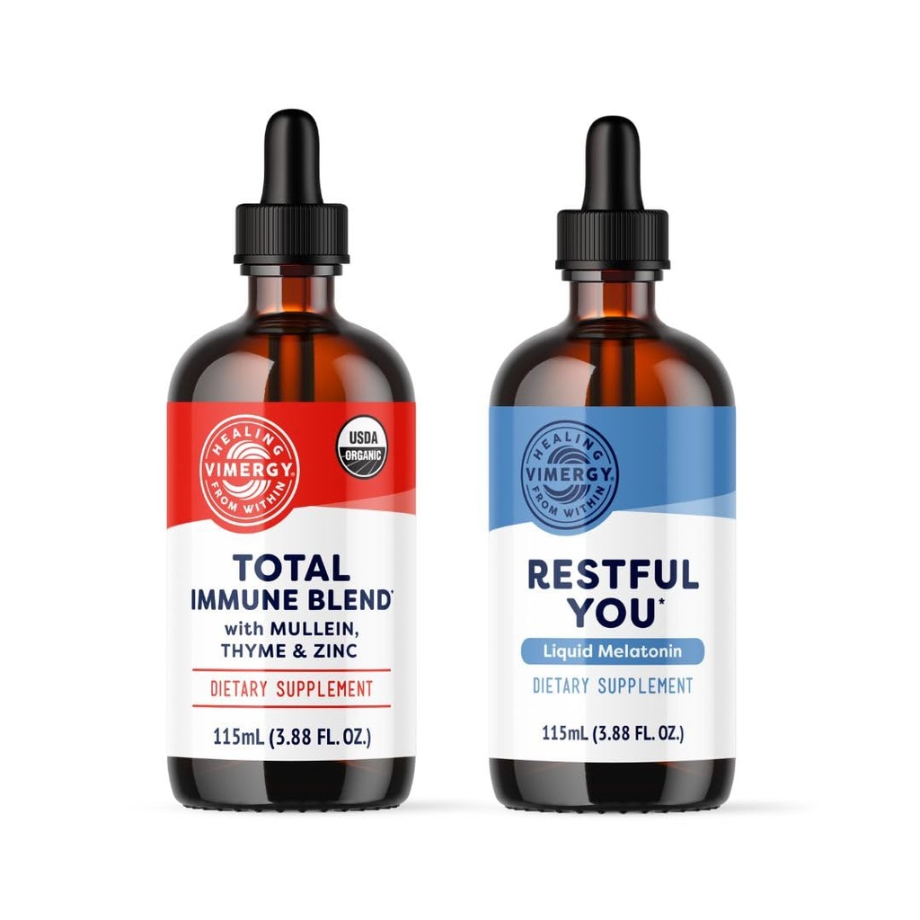 Vimergy Nighttime Fortifier Kit* - 2500 mcg Zink, 5000 mcg Melatonine, 130mg Mullein Extract, 70 mg Thyme Extract. Reparaties, herbouwen en vernieuwen Immuuncellen tijdens de slaap. Veganistisch, Glutenvrij, Kosjer