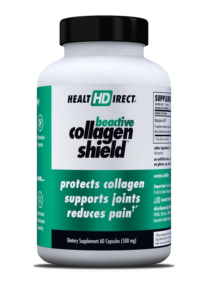 HEALTH DIRECT - BeActive Collagen Shield - 60 Capsules - Advanced Green-Lipped Mussel Supplement for Collagen Protection - Supports Skin, Joints and Muscles