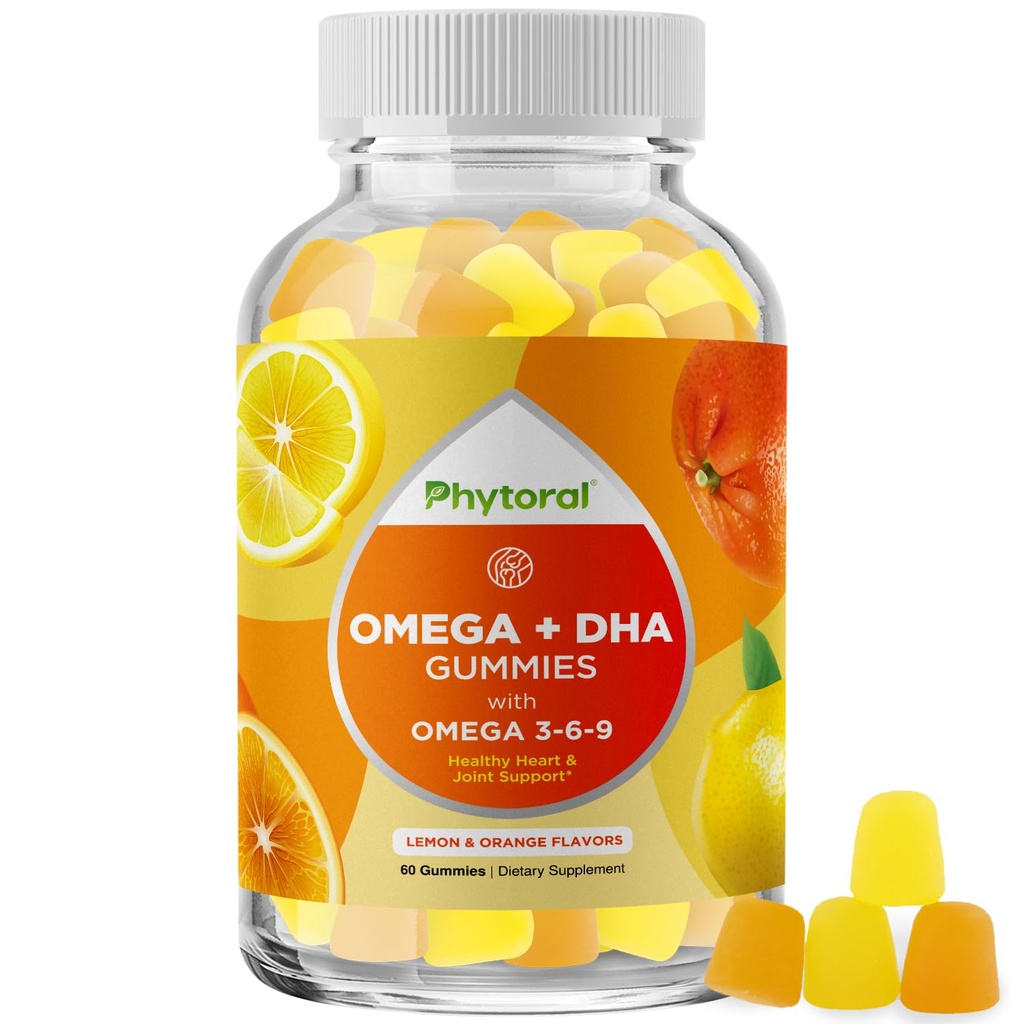 DHA Omega 3 Gummies for Adults - Delicious Flaxseed for Brain Omega 3 6 9 Supplement for Ontsteking, Energy & Insuline - Vegetarische essentiële vetzurensupplementen for Immune Support - 60 Tel.