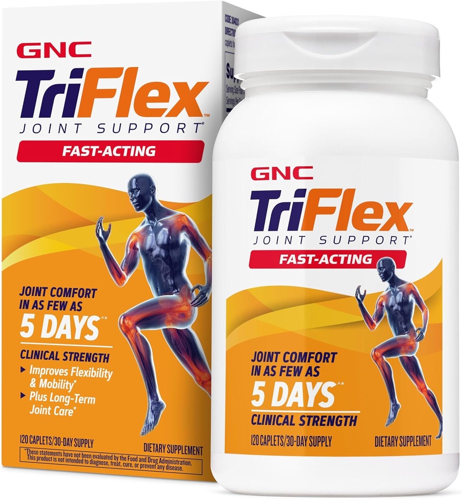 GNC TriFlex Fast-Active 2.0, verbetert Joint Comfort and Stiffness, Clinical Strength Doses of Glucosamine/Chondroitin and Boswellia- Plus Turmeric, 120 Caplets