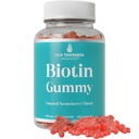 Ultra High Strength Biotin Gummies voor haargroei voor vrouwen en mannen. Gelatinevrij, Vegan Biotin 10000mcg kauwtabletten voor sterkere haarhuid en nagels. Grote Proeverij Aardbei Flavored Gummy