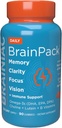 Brainiac Daily BrainPack Gummies, ondersteunt Brain Health met Omega 3 DHA EPA DPA, Choline, B6 & B12 en luteïne voor ooggezondheid met Immune Support, Citrus Berry Flavor, 90 ct
