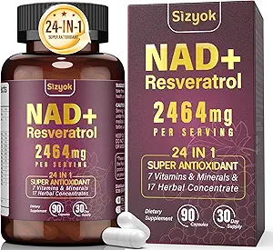 NAD-supplement, liposomaal NAD+ Supplement met Resveratrol, NAD Resveratrol Supplement - Boost NAD+ voor Veroudering defensie, energie, Focus - Ultra Antioxidant Capsules,132