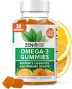 Zenwise Health Omega 3 Gummy Supplement - Burpless Omega 3 Supplement met DHA & EPA vetzuren voor de gezondheid van de immuunsysteem - duurzaam van oorsprong Visolie, Vlaszaadolie en vitamine E - 30 Gummies