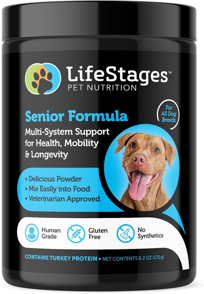 Fase 3: Senior hondenformule voor Hip & Joint Support, Cognitive Health, & Healthy Skin & Coat - Natural Ingredients - Fish Oil, Flax Seed, Turmeric & Probiotics, Vet goedgekeurd