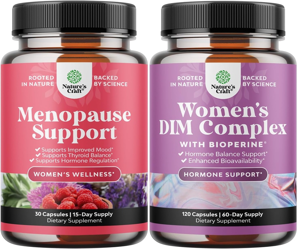 Bundle of Complete Herbal Menopauze Supplement voor vrouwen - Multi-profit Menopauze Ease Hormone Balance, en krachtige DIM-supplement voor vrouwen met DIM en Black Pepper Menopauze Ondersteuning en PMS-relief