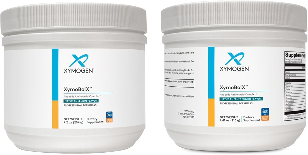 XYMOGEN XymBolX Fruit Punch en Citroen Flavor Bundle - BCAA Poeder om spierherstel te bevorderen met L Arginine, L Leucine, L Methionine + L Tryptofaan (2 flessen, 7.20z Each)