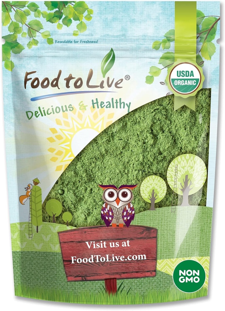 Food to Live - Organic SuperGreens Powder Blend, 8 Ounces - Mixed Kale, Moringa, Spirulina, Wheatgrass Powders. Niet-GMO, Pure, Vegan, Bulk. Rijk aan antioxidanten, Chlorofyl