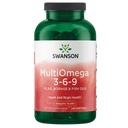 Swanson MultiOmega 3-6-9 - Non-GMO Flax, Borage & Fish Oil Capsules - Essential Fatty Acids Support Cardiovasculaire Gezondheid & Brain Health - (220 Softgels, 2400mg Serving)
