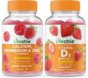Levensvatbaar Calcium, Magnesium, Zink & Vitamine D + Vitamine D 5000 IE, Gummies Bundle - Geweldig proeven, Vitamine Supplement, Glutenvrij, GGO vrij, Kauwbaar