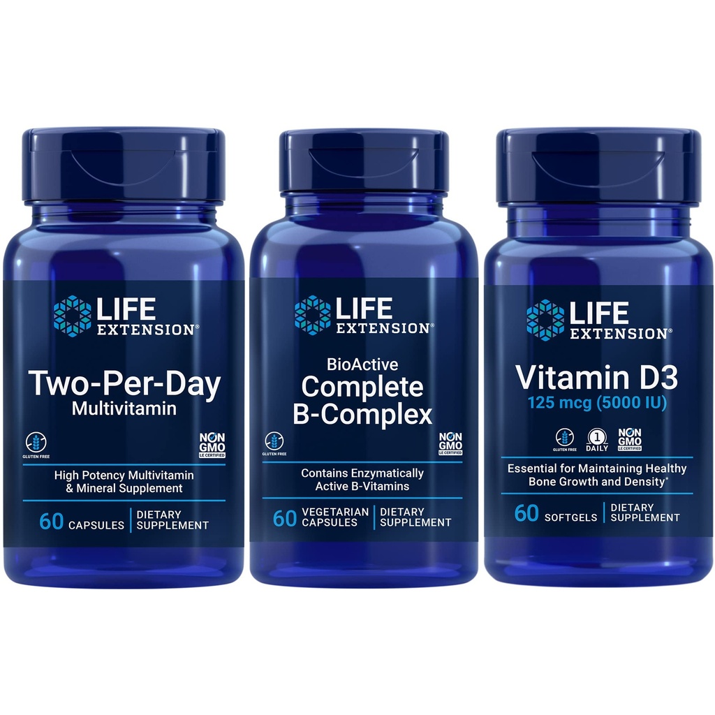 Life Extension Two-Per-Day Multivitamine, 60 capsules BioActive Complete B-Complex, 60 capsules 