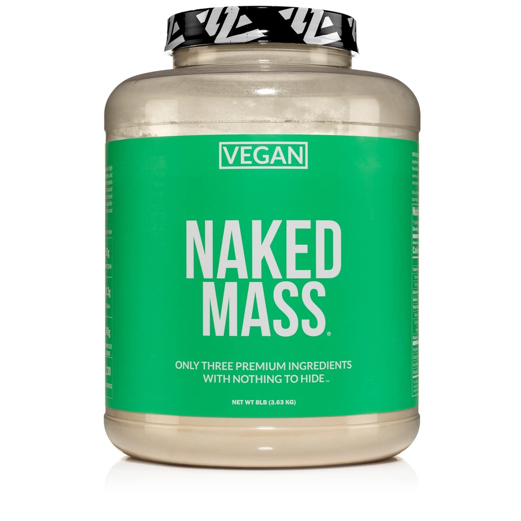Naked Vegan Mass - Natuurlijke Veganist Gewicht Gainer Proteïne Poeder - 1.230 Calorieën, niet-GMO, soja en glutenvrij, Geen kunstmatige ingrediënten - 8LB Bulk - 11 porties
