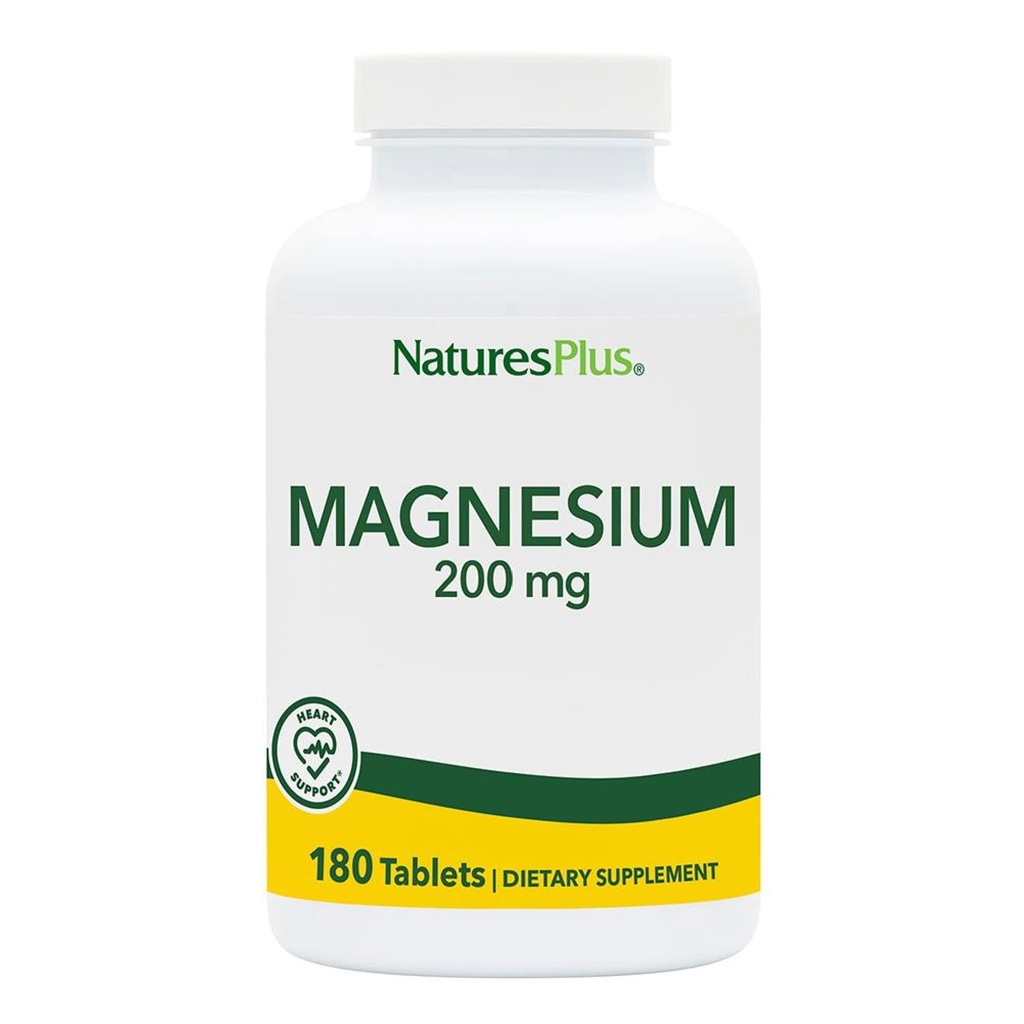 NaturesPlus Magnesium - 200 mg, 180 tabletten - Vegetarisch, Glutenvrij - 180 porties