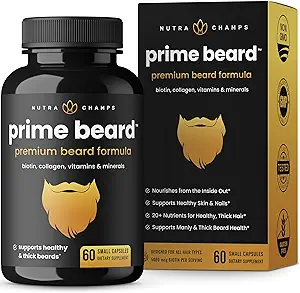 NutraChamps Principales Vitamines de la barbe : Manly, Thick, Fast & Healthy Facial Cheveux pour les hommes.