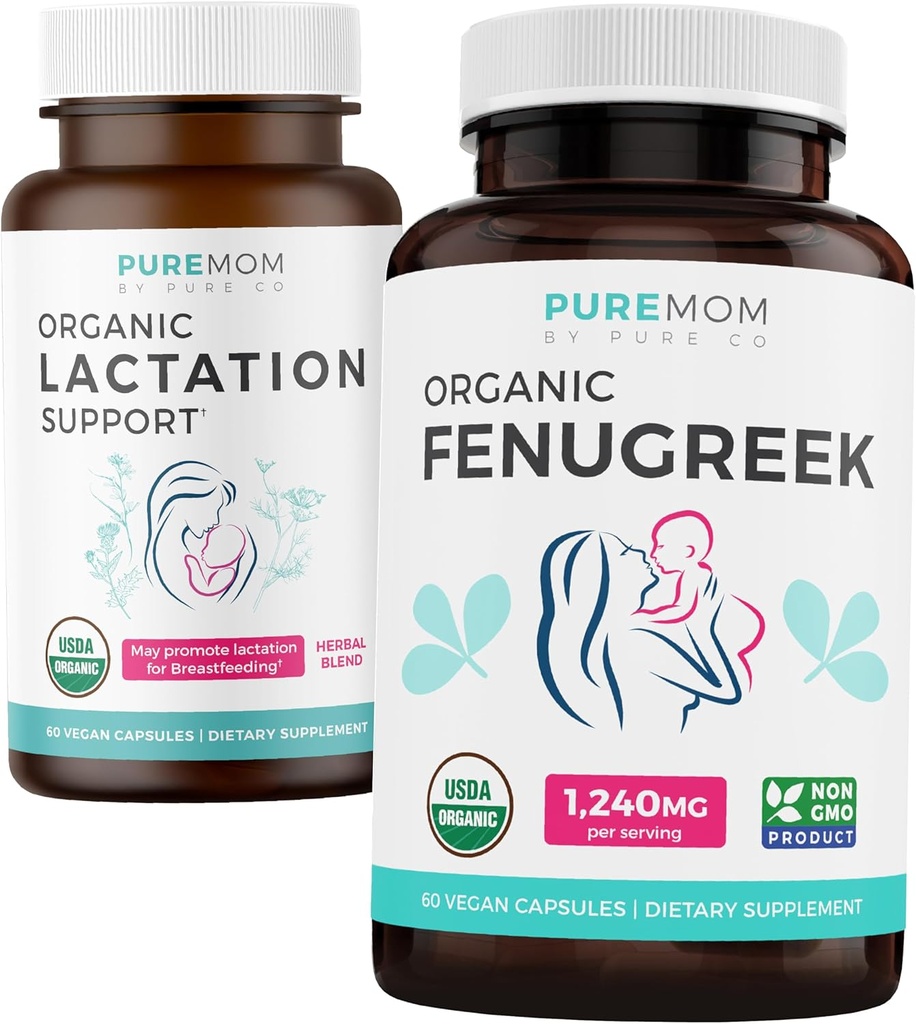Biologische Borstvoeding & Biologische Fenegriek (1-maandvoorraad) Lactatie Booster Bundle of Herbal Borstvoeding Ondersteuning voor moeders (60 capules) & Biologische Fenegriek Borstvoeding Ondersteuning (60 capules)