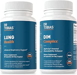 Dr. Tobias Lung Health & DIM Complex ondersteunt Lung Cleanse & Detox Formula, Estrogen Detox & Balance Complex, voor mannen en vrouwen, niet-GMO