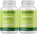 BESTVITE Pycnogenol 100mg (120 capsules) (60x2) - French Maritime Pine Bark Extract - No Stearates - Glutenfree - Non GMO