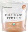 Global Healing Vegan Vanilla, Plant Based Protein Powder for Women & Men, Organic, Meal Replacement (20 Servings, 20g proteïne)