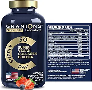 Vegan Collagen Supplementen voor vrouwen en mannen - Plant Based Collagen Boost Tablets - Beauty Booster Vegan Biotin, Hyaluronzuur, Aminozuren, Biologische Collagen Peptiden - 30 Collagen Vegan Pillen