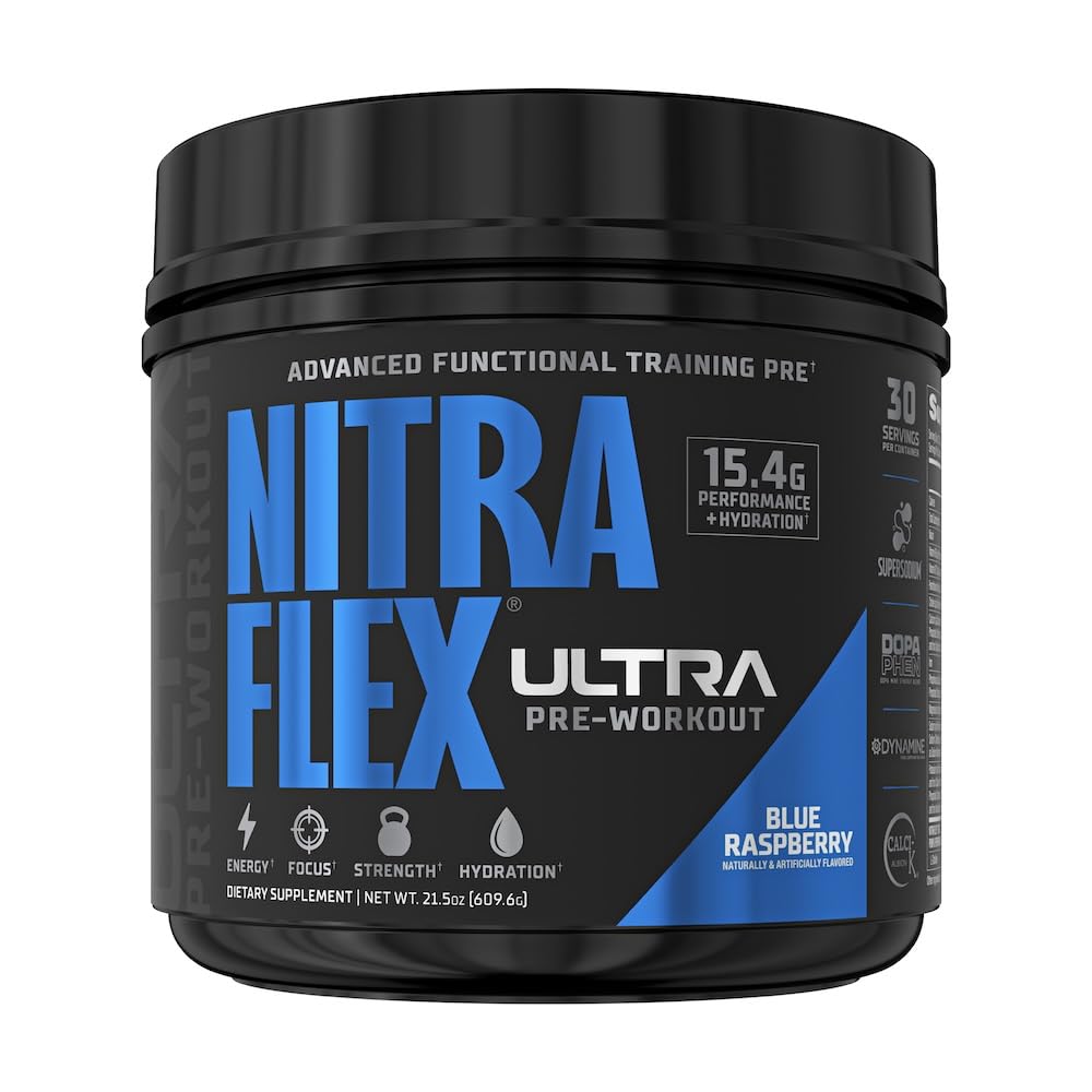 GAT SPORT Nitraflex Ultra Pre-workout Supplement (30 Servings, Blue Raspberry)
