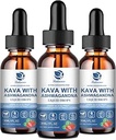 (3 packs) Supplément d'extrait de racine de kava kava - haute concentration de kava w/Ashwagandha, baume de citron, racine valériane pour immune et santé globale - végétalien, sans alcool
