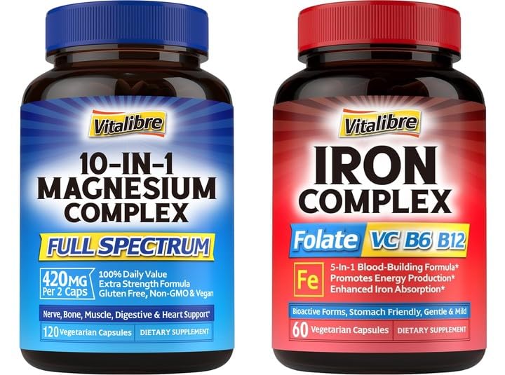 5-in-1 IJzersupplement en 10-in-1 Magnesiumcomplex